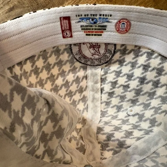 Alabama Houndstooth Top of The World Cap with Red Brim and Logo - Picture 4 of 4